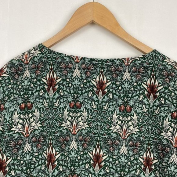 H&M x William Morris & Co 6 Floral Print Tunic Shift Dress Green Tie Sleeves - Picture 12 of 13
